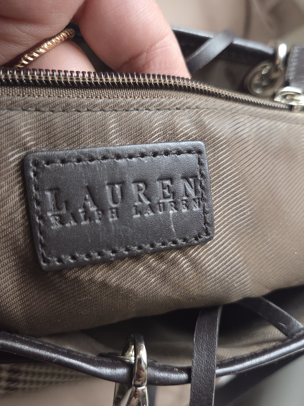 Lauren Ralph Lauren houndstooth plaid mini tote bag Vintage NWOT - Picture 7 of 9